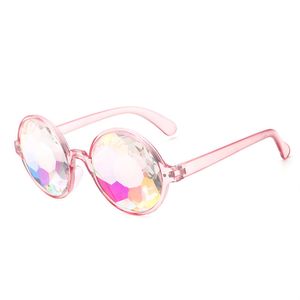 Partihandel-Round Kaleidoscope Solglasögon Retro Party Designer Rave Festival Mosaic Glasseeyewear för kvinnlig Man Gratis frakt