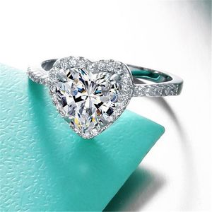 ヴァロンハート形の予想リング925スターリングシルバー1ct 5a CZの結婚式のバンドリング女性ブライダルパーティーフィンガージュエリーギフト