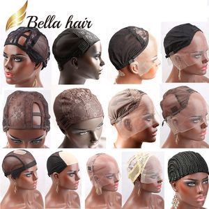 Bella Hair Professional Lace Wig Caps för att göra peruk Olika typer Spetsfärg Svart / Brun / Blond Swiss Lace Cap Size L / M / S
