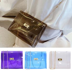 女性のゼリーショルダーバッグハンドバッグファッション透明メッセンジャーバッグPVCゼリーソリッドカラーハンドバッグの電話お金の袋
