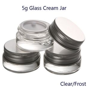 5 g hochwertige Cremeflaschen aus klarem/frostigem Glas, Make-up-Glas mit Aluminiumdeckel, Kosmetikbehälter-Verpackung