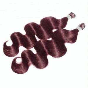 Customized Double Drawn Body Wave I Tip Hair Extension 1grams/stands 100pcs/set