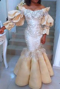 2020 Arabski ASO Ebi Szampan Seksowne Luksusowe Suknie Wieczorowe Koronki Kryształy Prom Dresses Mermaid Formalne Party Druga Recepcja Suknie Zj46