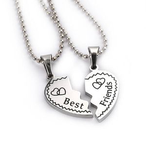 2 pcs Heart Puzzle Good FRIEND Pendant Necklace for Women Lovers Jewelry Silver Alloy Promise Wedding Necklaces nice gifts