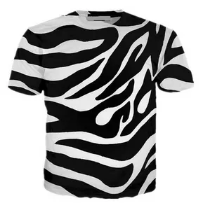 Nova Moda Masculina / Feminina Linha Zebra Listra Camiseta 3D Engraçada Camiseta Casual Manga Curta Tops de Verão RZC0113