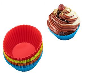 Silikon Non-stick bakplattor 7cm runda silikon cupcake liners mögel grossist ägg tårta mögel bricka bar kök bakware verktyg