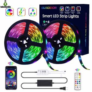 Bluetooth LED Strip Lights RGB Işık Kiti 16.4ft 32.8ft 150LED SMD5050 Su geçirmez Müzik Senkronizasyon Renk Değiştiren Denetleyici