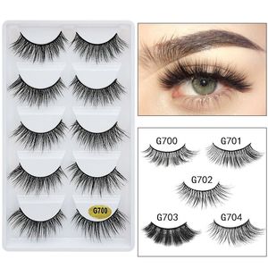 G700 grade A quality 5 pairs mink eyelashes 1 box 3d facke mink lashes natural long false eyelashes 1cm-1.5cm eyelash extension cilios