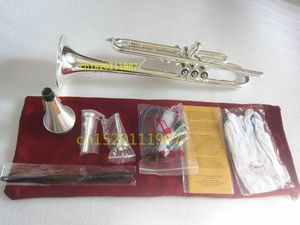 Trumpet LT180S-43 Autentisk Dubbel Silver Plated B Flat Professional Trumpet Top Musikinstrument Brass Bugle BB Trumpete Free