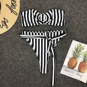 Kvinnors sexiga rör topp baddräkt kvinnor badkläder rand bikini set baddräkter strandkläder simning kostym