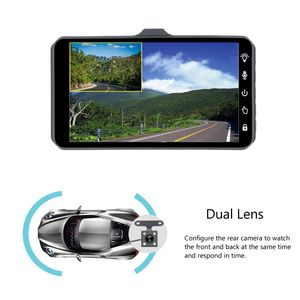 1080p الكامل HD Car DVR Camera Touch Screen Car Camorder 2ch القيادة DashCam 4 بوصات 170 ° WDR Night Vision G-SESSOR مواقف MONITO2524