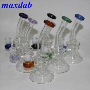 Clear Mini Pocket Glass Bongs Recycler Oil Rigs Hookah Reting Pipe Water Pipes Bong Hookahs Shisha 14mm Joint 7,4 tum lång