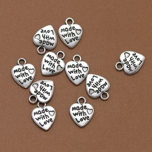 Accessori per gioielli fai da te in lega retrò Lettera d'amore Lettera Charms realizzato con ciondolo cuore per braccialetto per collana Bronzo e argento