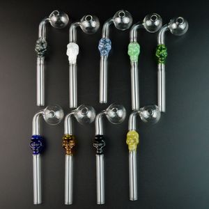 DHL Free Shipping Skull Glass Pipe Pyrex Oil Burner Pipe Multi-color Glass Smoking Pipes New Arrivals Color Randomly Send SW21