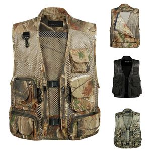 Outdoor Men Camping Hunting Fishing Hiking Vest Amphibious Multi Pockets Tactical Vest Men Quick Dry Mesh Camouflage Clothes