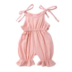 Nyfödd baby flicka romper ruffle solid småbarn pojkar rompers 3 6 9 12 24 månad spädbarn jumpsuit outfit sommar nyfödda babykläder