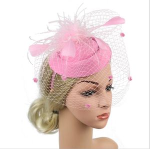 Noiva Casamento Gaze Headband Moda Cabelo Hoop Headwear Pena Top Hat Cabelo Pitada