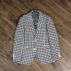 Blackwhite Check Plaid Summer Linen Mens Suits 2 Button Leisure Sports Blazer Leisure Suit Coat Mens Jacket329b