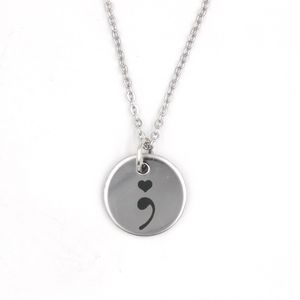 New Arrival Stainless Steel Necklace Semicolon Necklace Depression Awareness Pendant Necklace Warrior Mental Health Suicide Jewelry Gifts