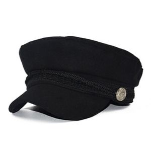 Ballkappen Mode Beret vielseitige Faltenhut -Wäsche weibliche Herbst- und Winter Military Cap Koreanische Version der einfachen Gitter -achteckigen Hüten