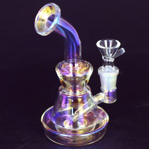 6 inch hookahs electroplate dab rigs 14mm female joint with glass bowl small bubbler beaker bong water pipe oil rigs