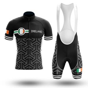 新しい2024irelandブラックサイクリングチームジャージー19Dパッドバイクショーツセットクイックドライロパシクリスモメンズプロ自転車Maillot Culotte Wear