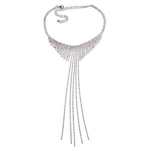 Fodenn Brand Claw Crystal Choker Halsband Kvinnor Rhinestone Tassel Statement Necklacpendants Silver Bröllop Chunky Halsband Smycken 2017