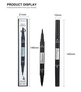 DHL-freier HANDAIYAN Flüssig-Augenbrauen- und Eyeliner-Multifunktionsstift mit zwei Köpfen, 5 Farben auf Lager