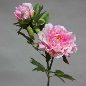 Fiore artificiale di peonia di seta Piccole peonie con due teste bouquet da sposa di circa 50 cm di altezza e decorazioni per la casa