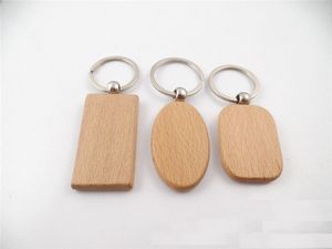 Puste okrągłe prostokąt drewniany klawisza DIY Promocja Dostosowana drewniana breloki kluczy kluczowe