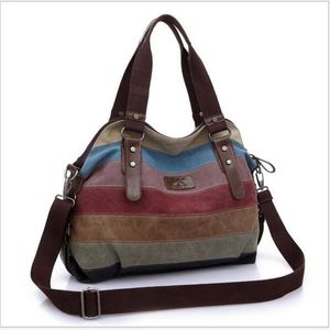 Diseñador-Nuevas mujeres Bolso de lona de alta calidad Moda euroamericana Bolsos de hombro de dos tonos de color Bolsos de marca famosa Bolso de viaje de gran capacidad