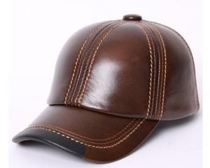 Fashion- NEW Cowskin Men's Baseball Cap Lined With Cashmere Polo Cap Fall Winter Genuine Leather Hat For Women Keep Warm Cow Leather Hat