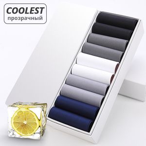 HSS 10Pairs Business Mężczyźni Skarpety Jedwabne Odporne oddychające Oddychające Skarpety Ultra-cienki Coolnent Nylon Man Stretch Pończochy