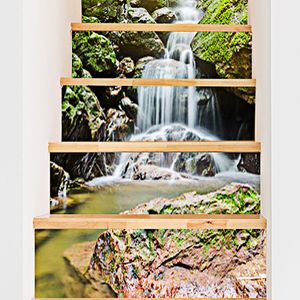 3D Cachoeira Pedra Escada Adesivos À Prova D 'Água Papel De Parede Casa Decorações 7.1x39.4 polegada 13 pcs