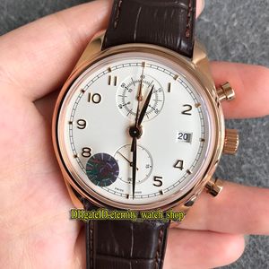 New Top ZF Portugieser Chronograph Classic 390301 Cal.89361 Chronograph Automatic White Dial Mens Watch 18K Rose Gold Case Stopwatch klockor