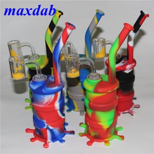 Silikon-Rig-Shisha-Bongs, Silikon-Wasserpfeifen-Öl-Dab-Rigs mit 14-mm-Steckern aus gelbem Sand und Quarz-Banger-Nägeln