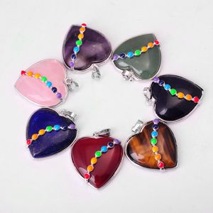 Pierścionek w kształcie serca z 7-kolorowym sercem w kształcie serca naszyjnik europejski i amerykański kobiety popularne modele