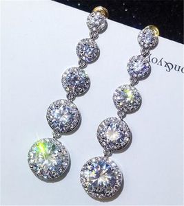 choucong Fashion Long Long Drop earring 5A zircon 925 Sterling silver Engagement Wedding Dangle Earrings for women jewelry