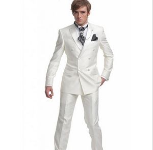 Tuxedos de peito de peito duplo belos pico de lapela de lapela do homem do homem do mano de homens do casamento/baile/jantar ternos de noivo (jaqueta+calça+gravata) B017