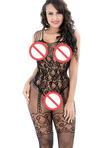 Charm Sexy Fishnet Sheer Mesh Bodysuit Leotard Sex Clothes Open Crotch Mesh Flower Stocking On The Bod on Sale