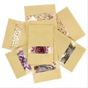20pcs Kraft sacos do fechamento do papel Zip para o presente de doces de casamento sacos de embalagem Bag reciclável Bread Food Partido Sacos