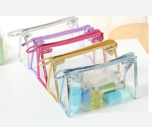 투명 화장품 가방 PVC 지퍼 지우기 방수 메이크업 가방 여성 여행 세면 용품 스토리지 가방 메이크업 7 색