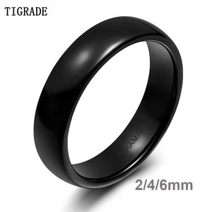 2/4 / 6mm svart borstat mode keramisk ring kvinnor män vigselringar engagemang band kvinnliga smycken bague plus storlek 4-14