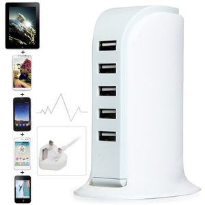 5 porte USB Caricabatterie da 30 W Protezione da cortocircuito Adattatore di alimentazione Forniture da viaggio per la casa - Spina UK da 100 - 240 V