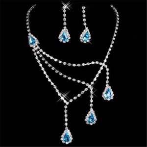 15015 Best Selling Unique Wedding Bridal Bridesmaids Rhinestone Necklace Earrings Jewelry Set Prom In Stock Hot Sale