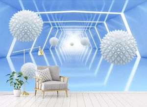 カスタム壁紙3Dスペースホワイトボール抽象空間テレビの背景壁リビングルームの寝室子供部屋背景3D壁紙壁画