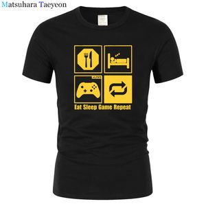 tshirt komik yeni moda yemek uykusu oyunu tekrar erkek oyuncusu komik tişört özel desen pamuklu adam tişört gündelik t195