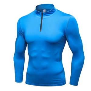 4 Colors Men Turtleneck Undershirt Elastic Fitness Tops Long Sleeve T-Shirts Half Zipper Running Jacket Comfortable Workout Sweatwears