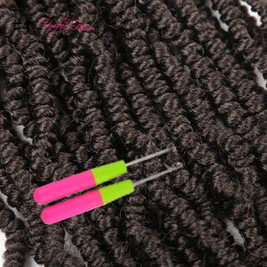 Ombre Brown Zapętlone Fluffy Twisty Splatanie Włosy Pre Passion Twist Hair Bomb Crochet Syntetic Szydełk