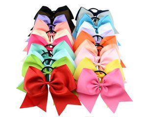 Big Bowknot Solid Girls Cheerleading Hair Bows Grosgrain Ribbon Cheer Bow Elastic Band Ponytail Hair Holder For Girl